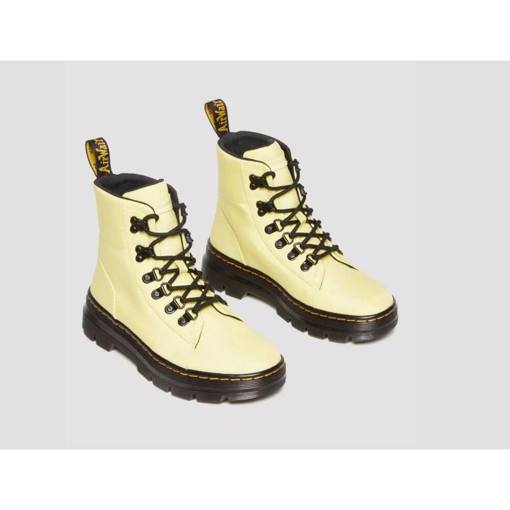 Dr. Martens Women's Nylon Combat Boots Lemon Yellow New in Box Size US 7